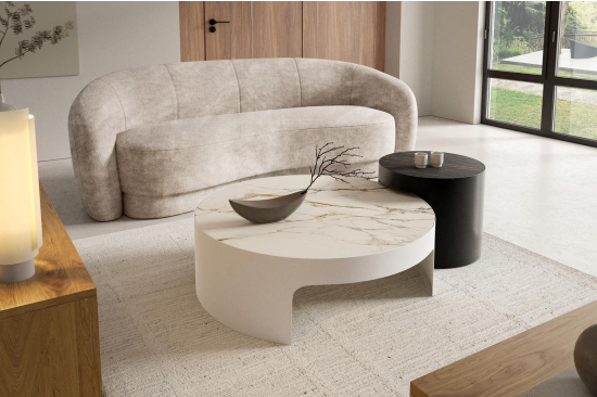 VELLARO – zestaw stolików kawowych 2w1 ze spieku kwarcowego